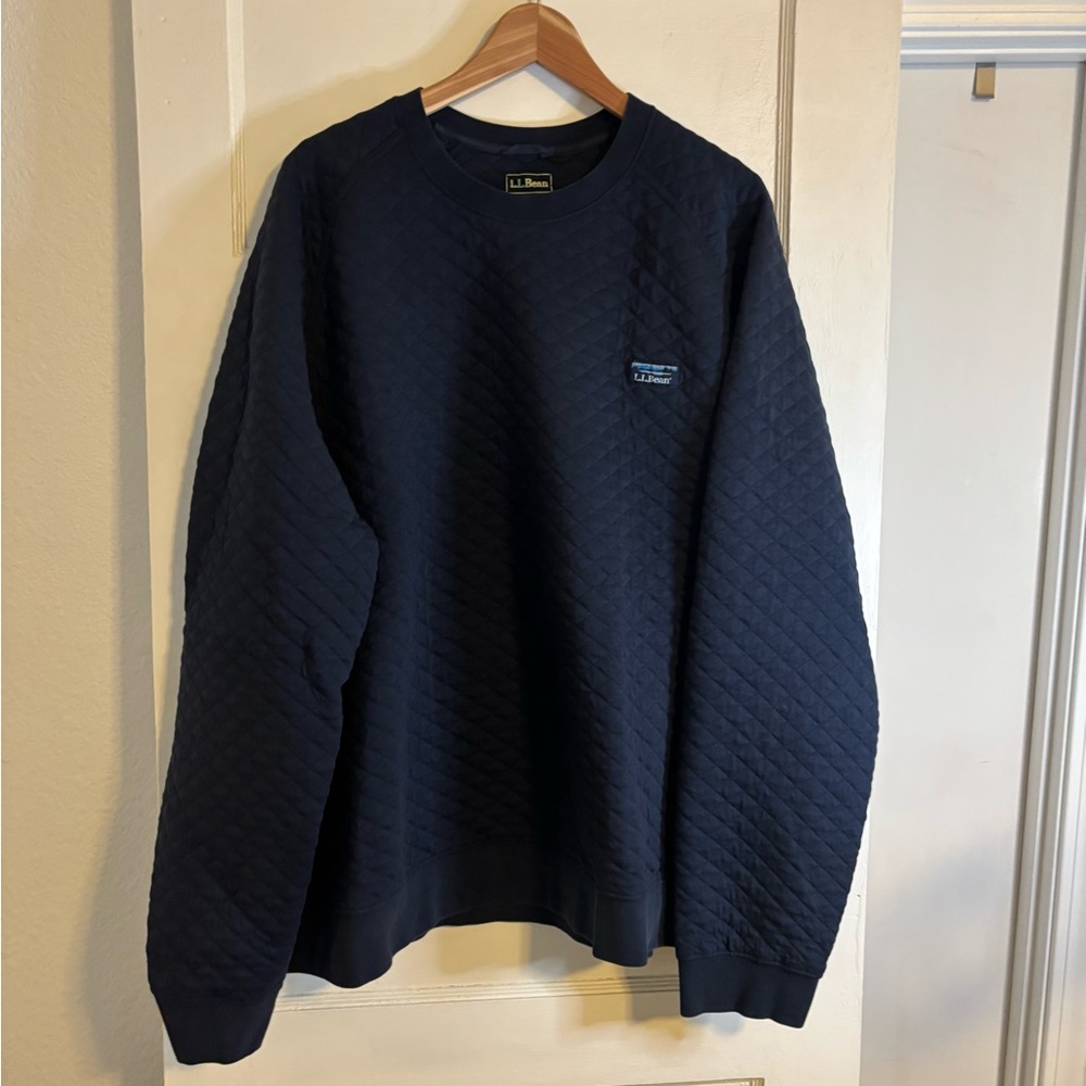 L.L. Bean Navy Crewneck Quilted sweatshirt Men’s XXXL